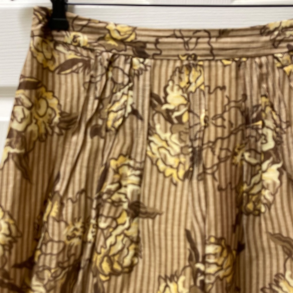 Ann Taylor Loft Vintage Skirt Linen Silk Floral A-Line Lagenlook Cottagecore 8